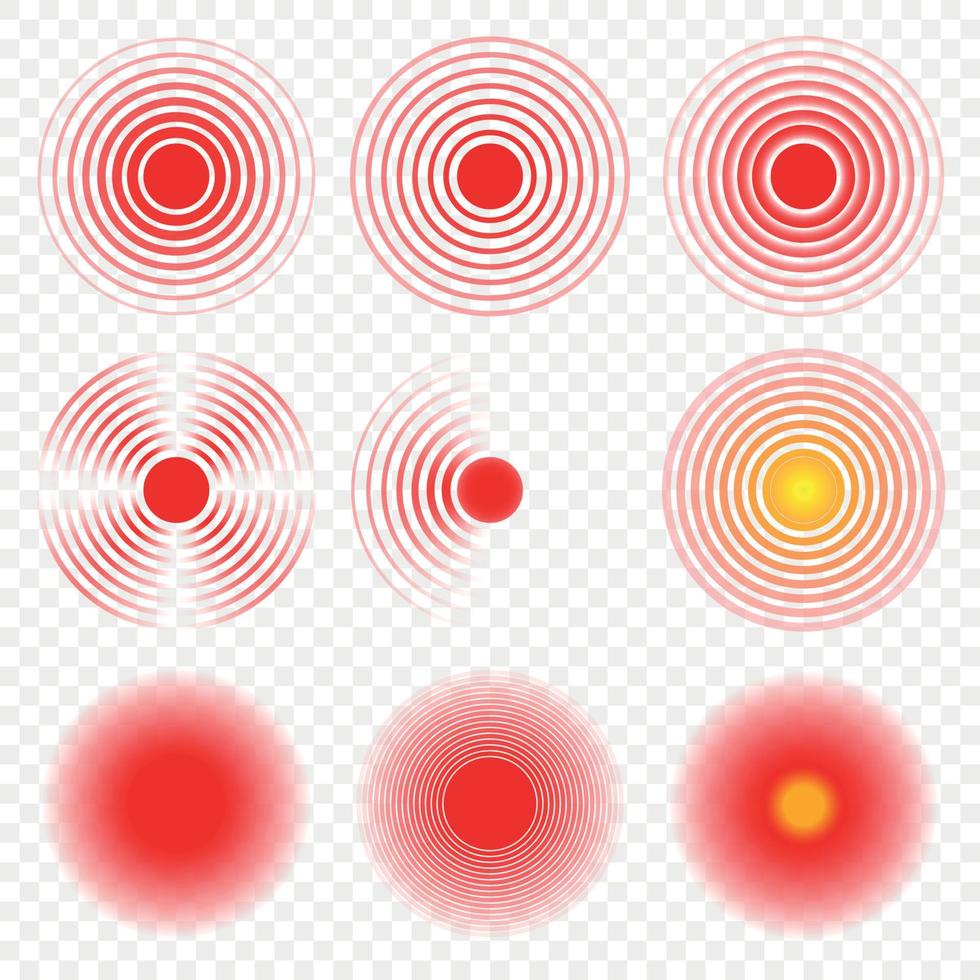uppsättning av smärtcirkel röd ikonmall för din design vektor