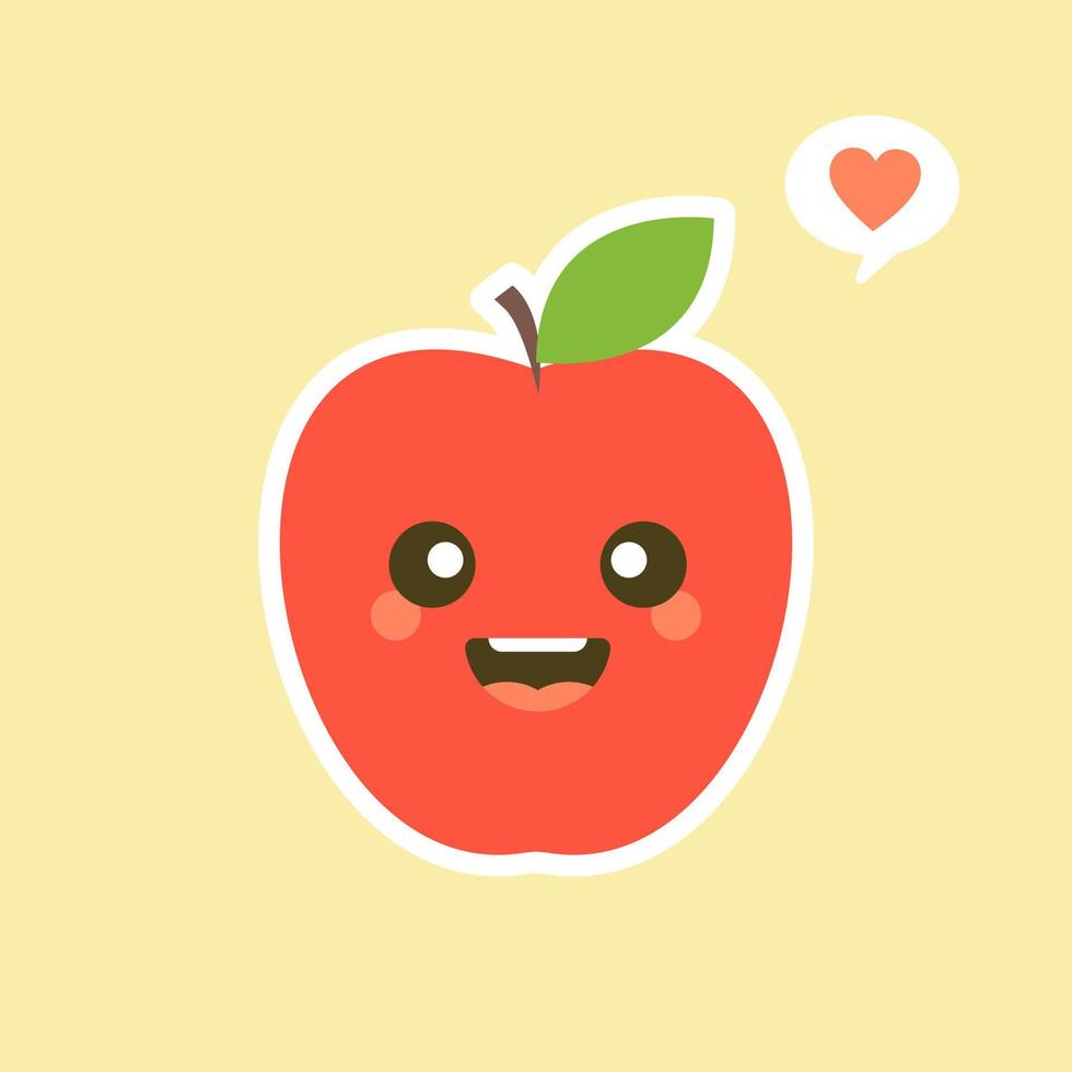 de färska äpplekaraktärerna designillustrationer. frukt tecken samling vektor illustration av en rolig och leende äpple karaktär.