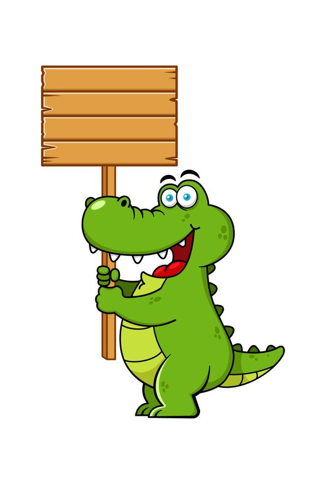 rolig krokodil seriefigur håller ombord premium vektor