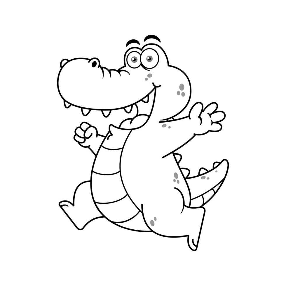glücklicher Krokodil-Cartoon-Charakter umreißt Premium-Vektor vektor