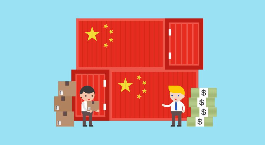 Handelskrieg über China- und USA-Vektorillustration vektor