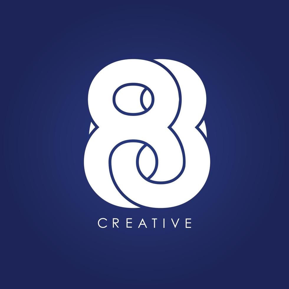 dubbel 88 logotyp. designen består av bara en kontinuerlig linje som binder sig till en 88-form. enkel, elegant och mycket märkesvaror. vektor