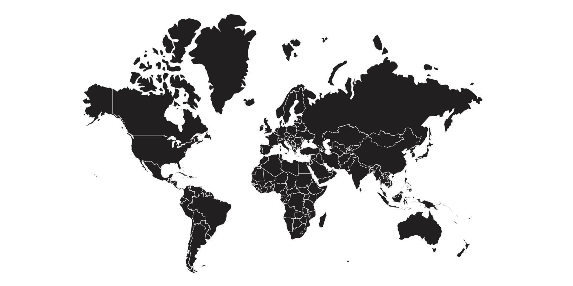 Weltkarte auf weißem Hintergrund. Weltkartenvorlage mit Kontinenten, Nord- und Südamerika, Europa und Asien, Afrika und Australien vektor