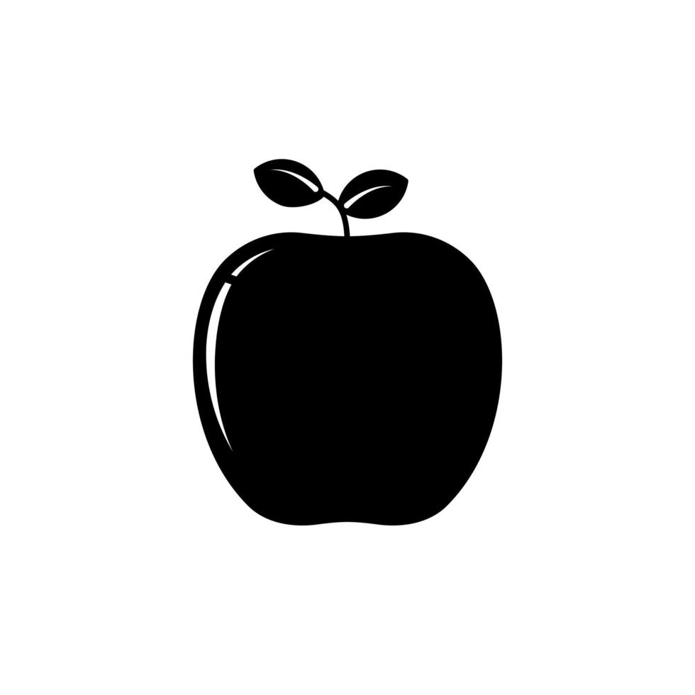 äpple siluett ikon. frukt ikon. färsk, vitamin och hel frukt med blad vektor