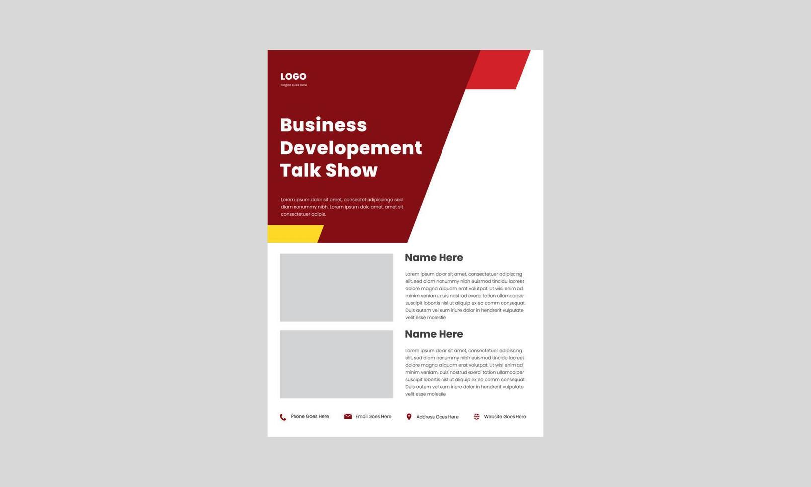 Business-Talkshow-Flyer-Design-Vorlage. Corporate Business Radio-Talkshow-Plakat-Broschürendesign. Business-Podcast-Flyer-Design. vektor