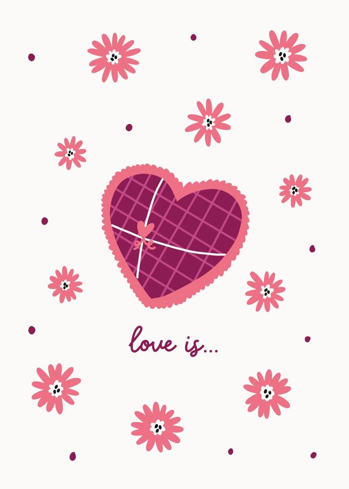 Valentinstag Postkarte Liebe ist vektor