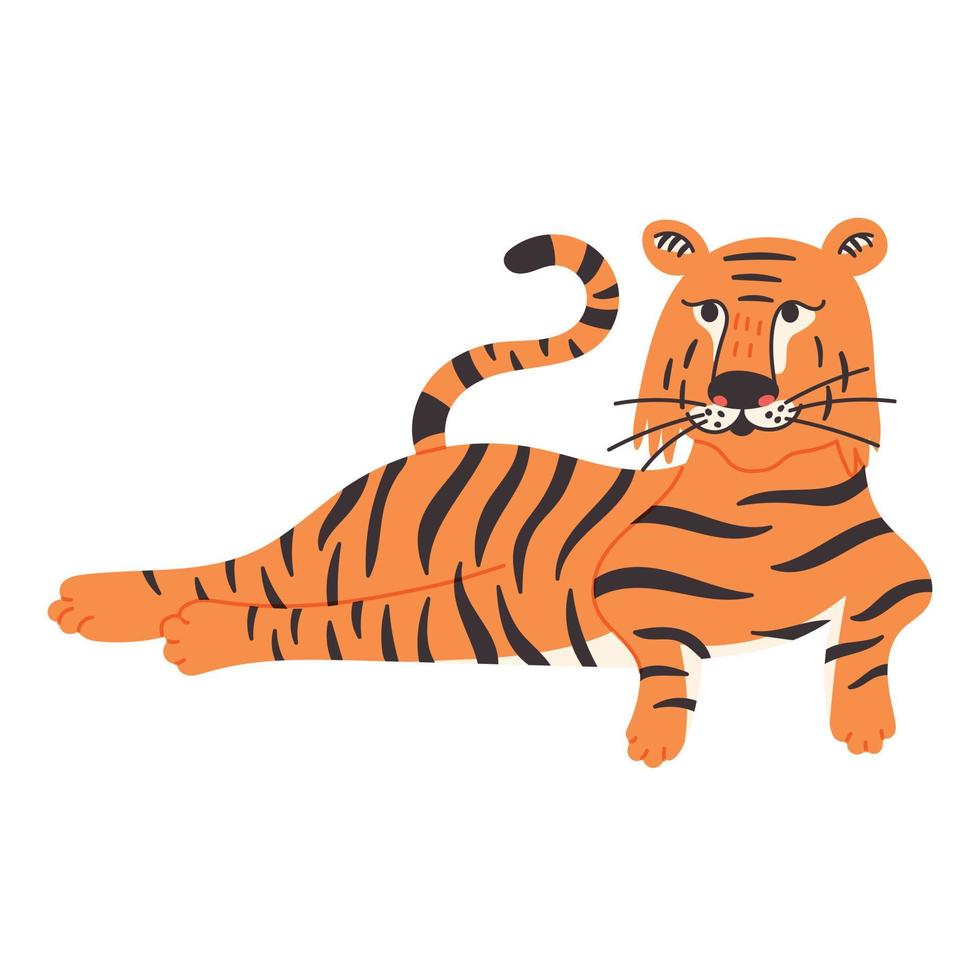 kinesisk tiger i en liggande pose vektor