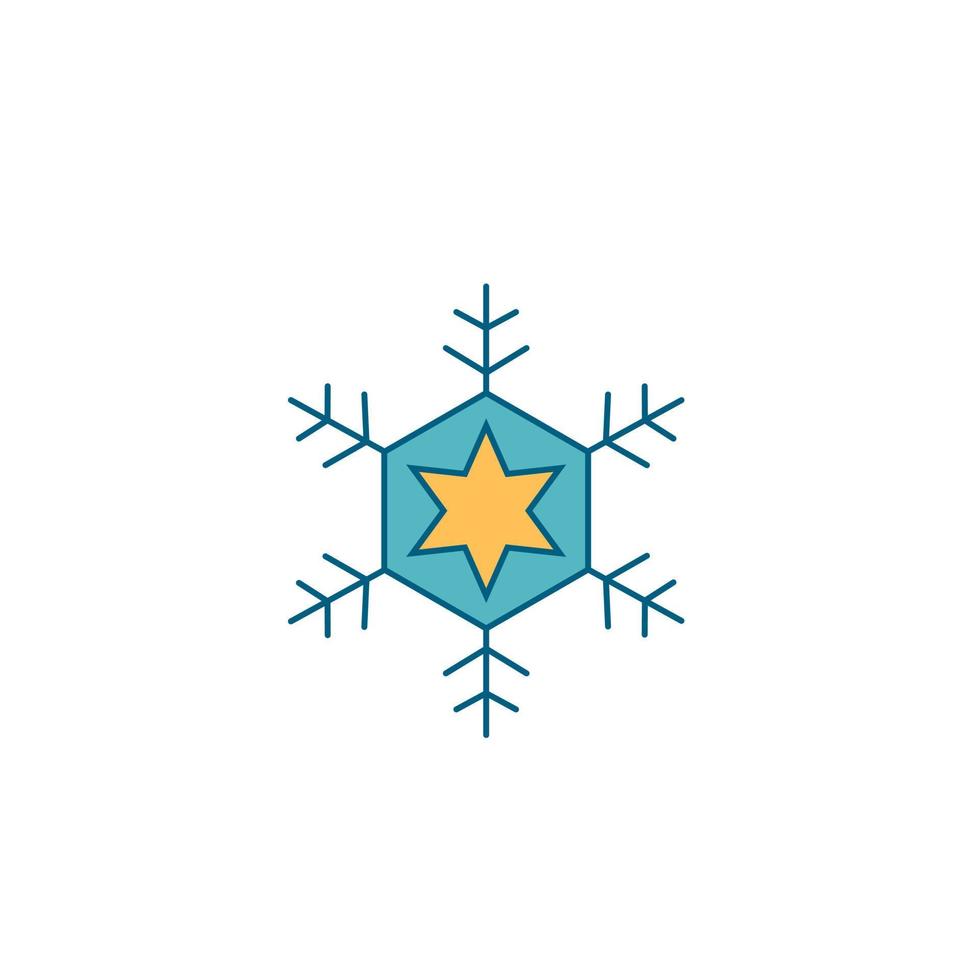 juldekoration för hemmet. jul snöflinga med en stjärna i mitten. snö. julgransleksak, en present till julstrumpan vektor