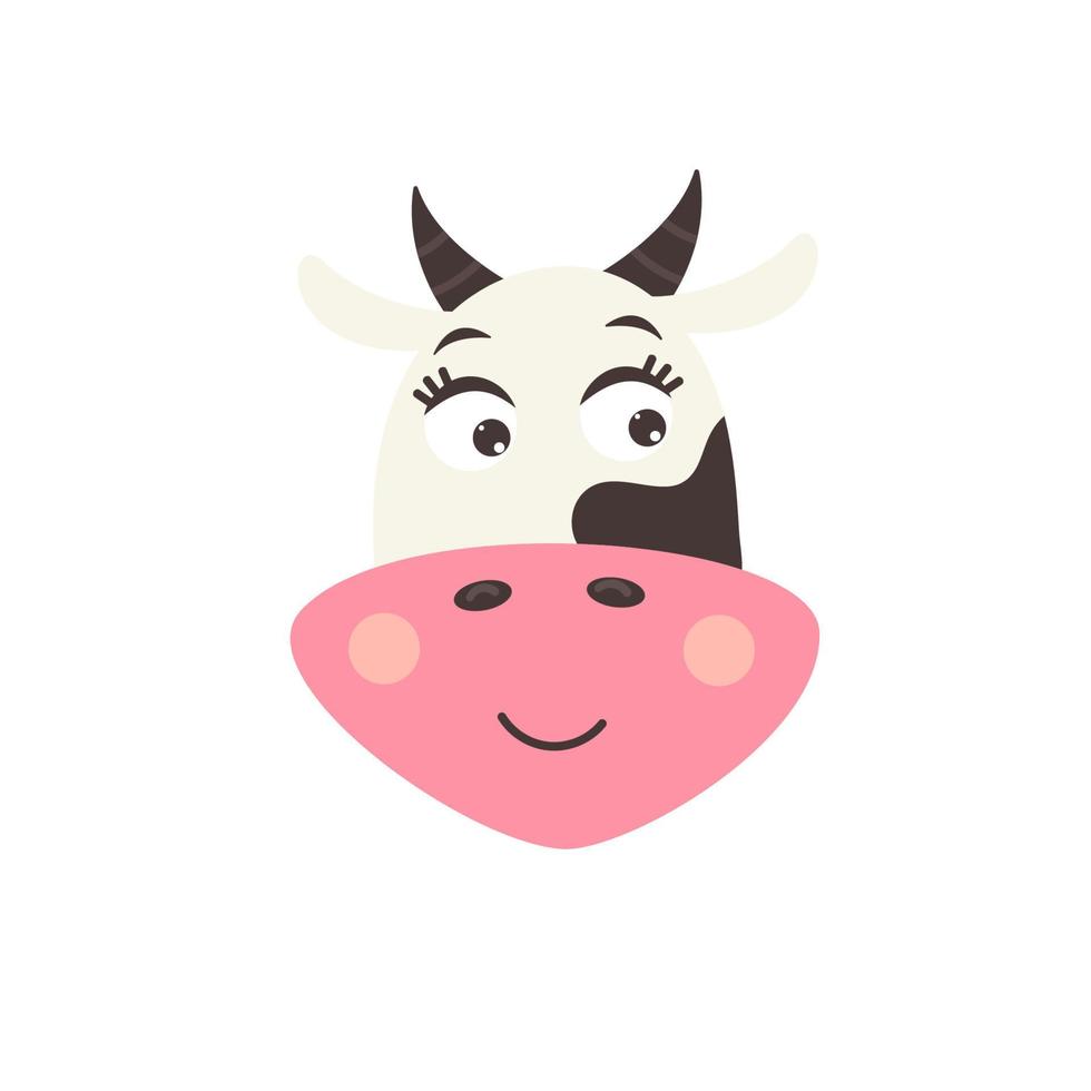 Kopf einer niedlichen lächelnden Kuh vektor