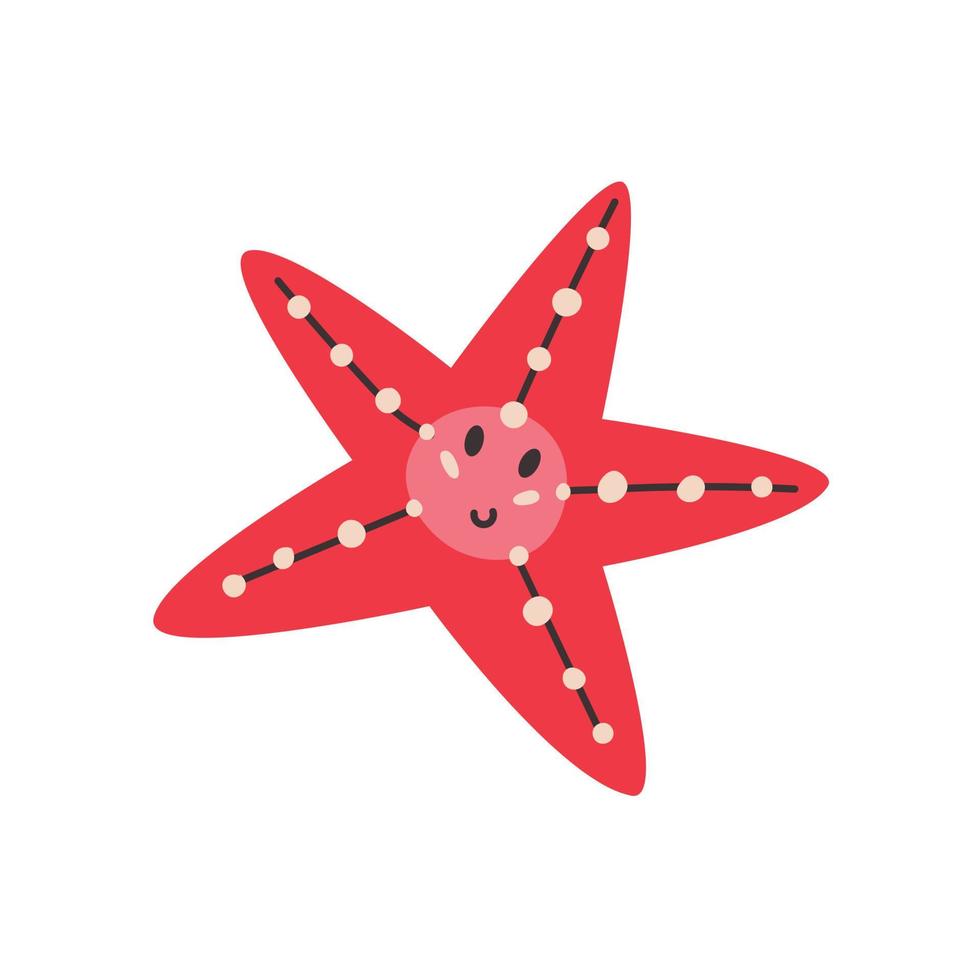 röd sjöstjärna doodle vektor