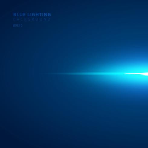 Abstrakte horizontale blaue Strahlnlichtstreifen auf dunklem Hintergrund. vektor