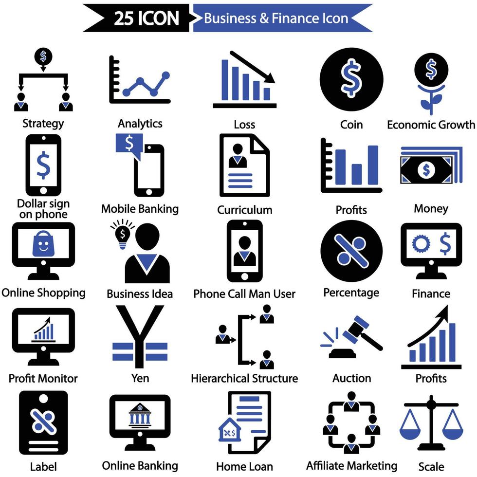 affärs- och finans ikonuppsättning vektor