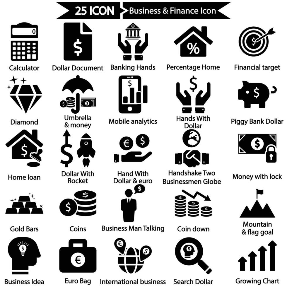 Geschäfts- und Finanzsymbolsatz vektor