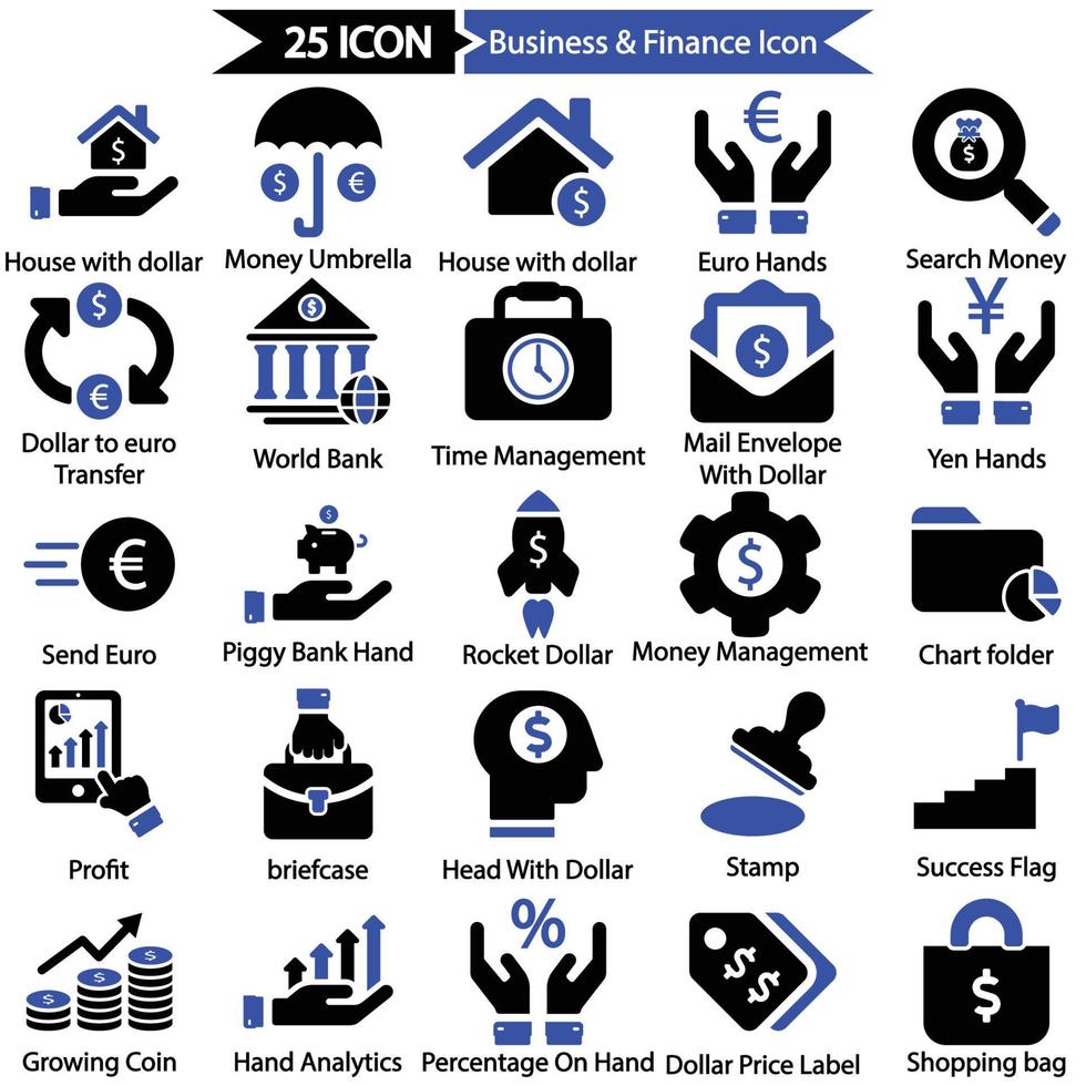 Geschäfts- und Finanzsymbolsatz vektor