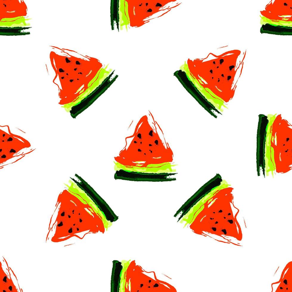seamless mönster med skivor av vattenmelon på en vit bakgrund vektor