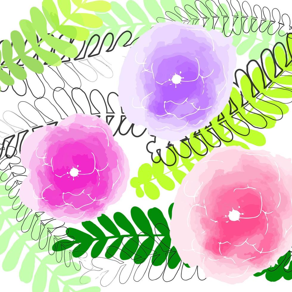 Vektor-Illustration Aquarell rosa Blüten auf weißem Hintergrund vektor