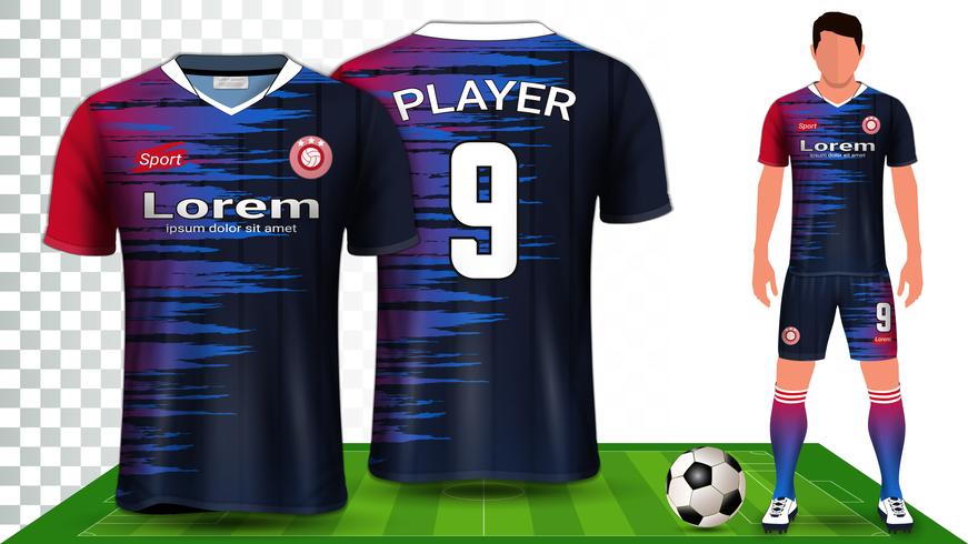 Fußballtrikot, Trikot oder Fußballtrikot Uniform Presentation Mockup Template. vektor