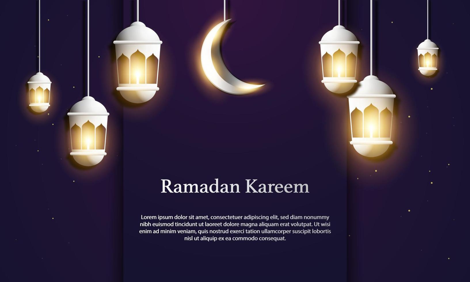 Vektorgrafik von Ramadan Kareem mit Mond und Laterne. geeignet für Grußkarten, Tapeten und andere. vektor