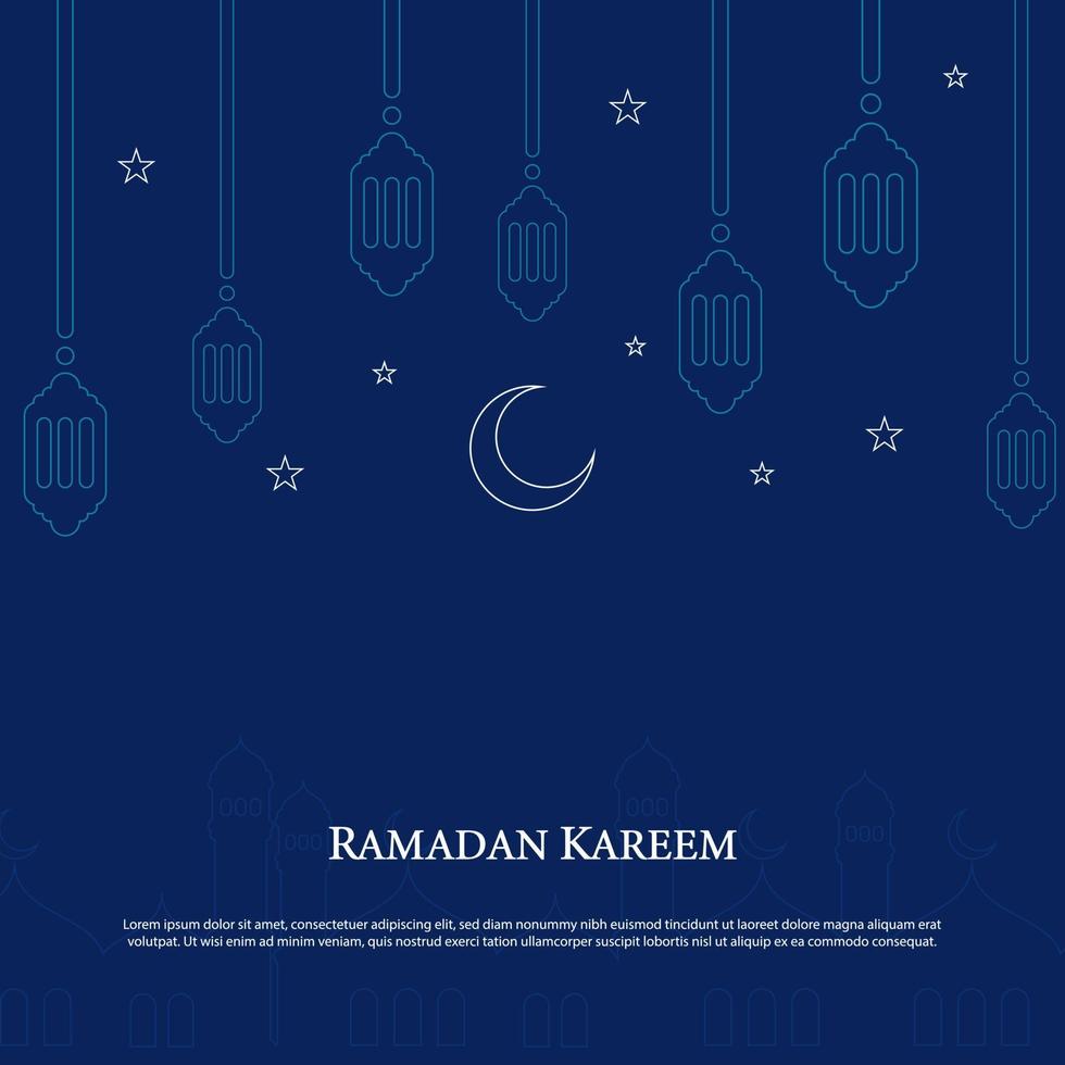 vektorgrafik av ramadan kareem med blå bakgrund. vektor illustration.