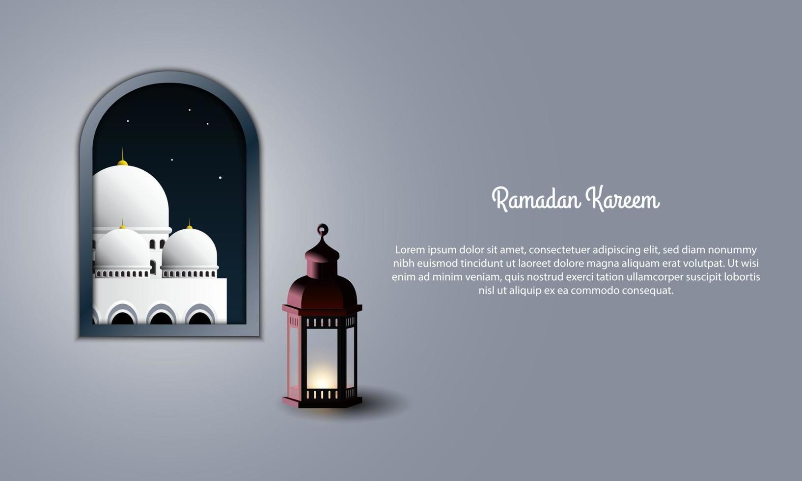 Vektorgrafik von Ramadan Kareem mit Laterne und Moschee. geeignet für Grußkarten, Tapeten und andere. vektor