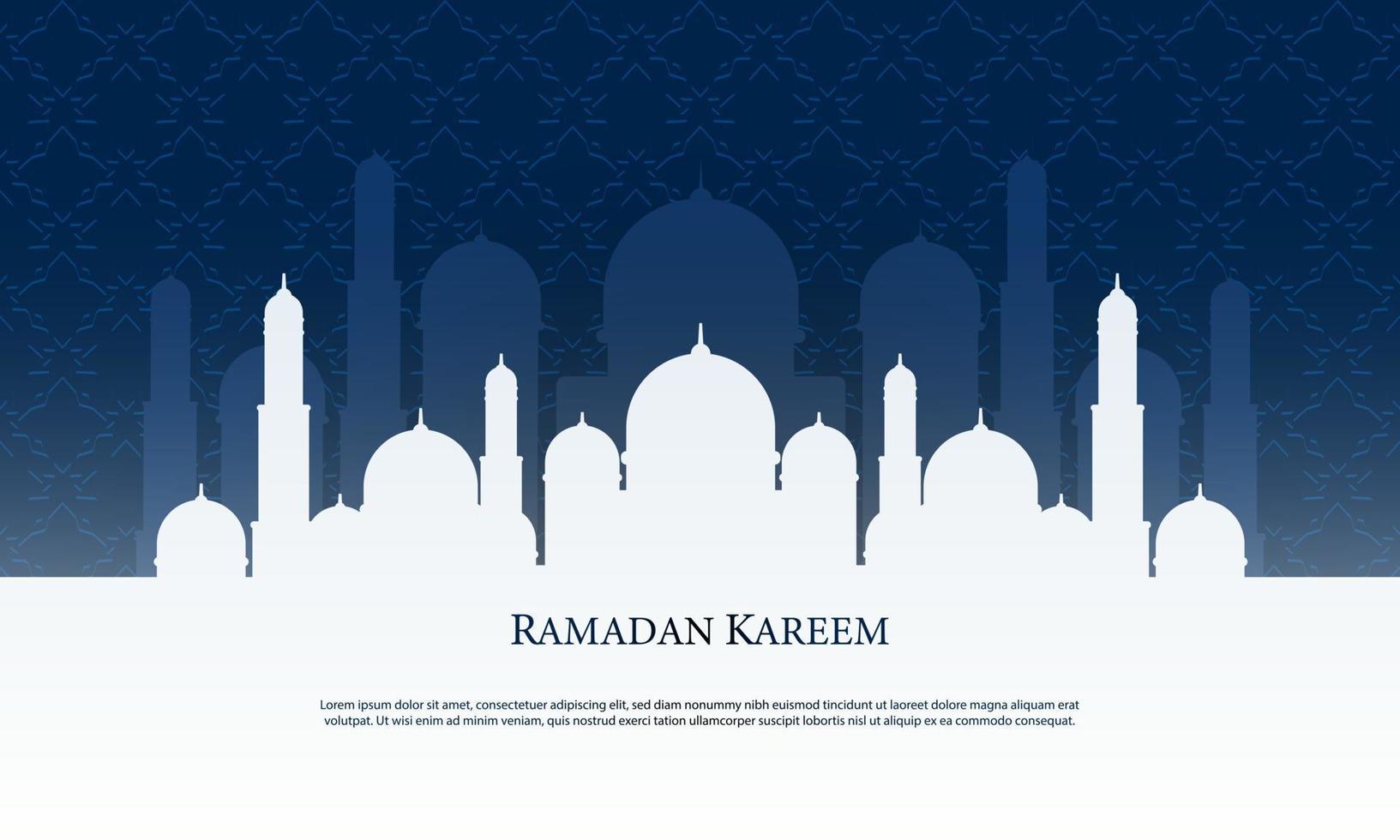 vektorgrafik av ramadan kareem med vit siluettmoské. passar för gratulationskort, tapeter och annan ramadan bakgrund. vektor