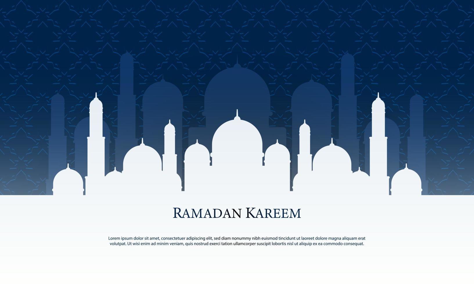 Vektorgrafik von Ramadan Kareem mit weißer Silhouette Moschee. geeignet für Grußkarten, Tapeten und andere Ramadan-Hintergrundbilder. vektor