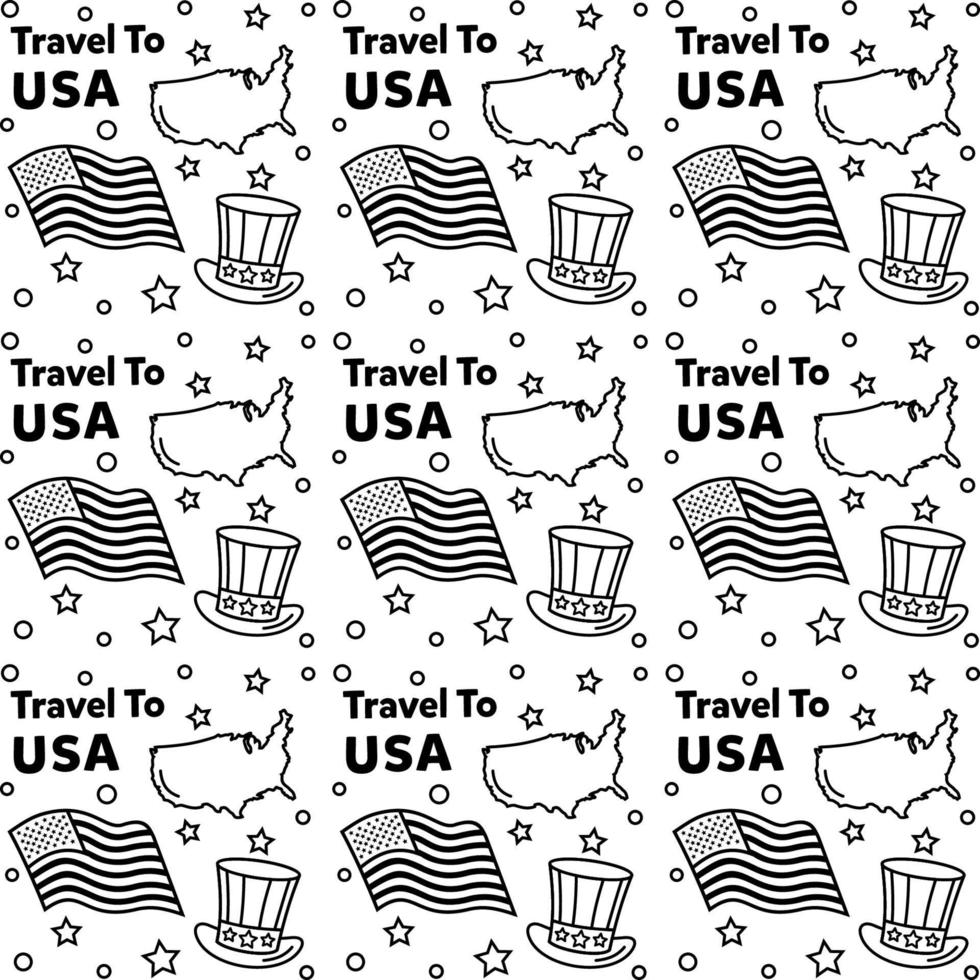 resa till usa doodle sömlösa mönster vektordesign vektor