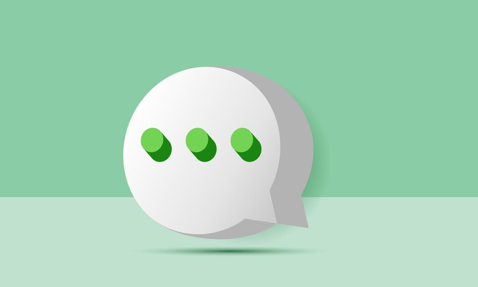3D chatt bubbla ikoner isolerade över grönt vektor