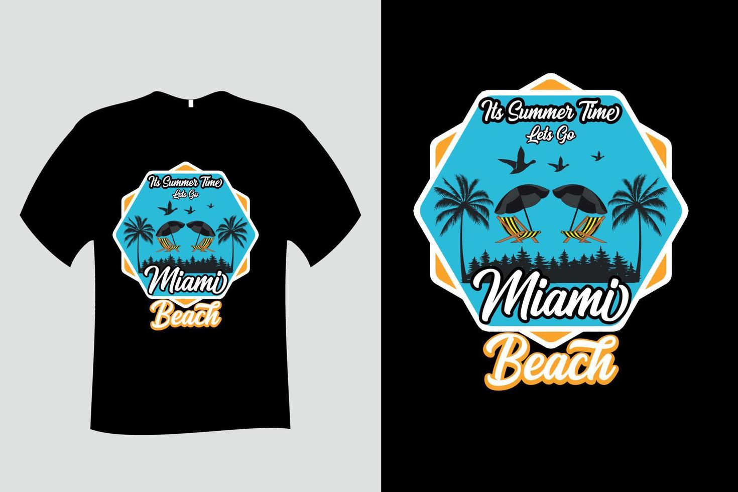 seine sommerzeit lässt los miami beach t-shirt vektor