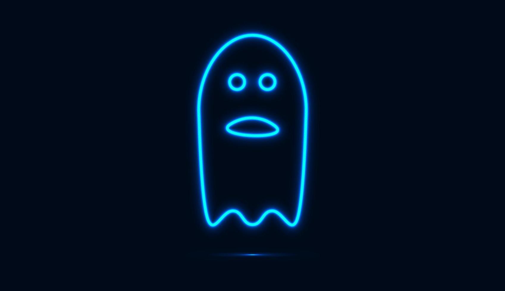 blaues neon des niedlichen halloween-geistes lokalisiert auf dunklem hintergrund. Vektor-Illustration vektor