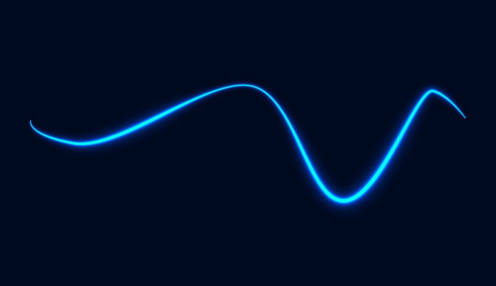 dunkelblauer hintergrund und neonwellenlinien vektor