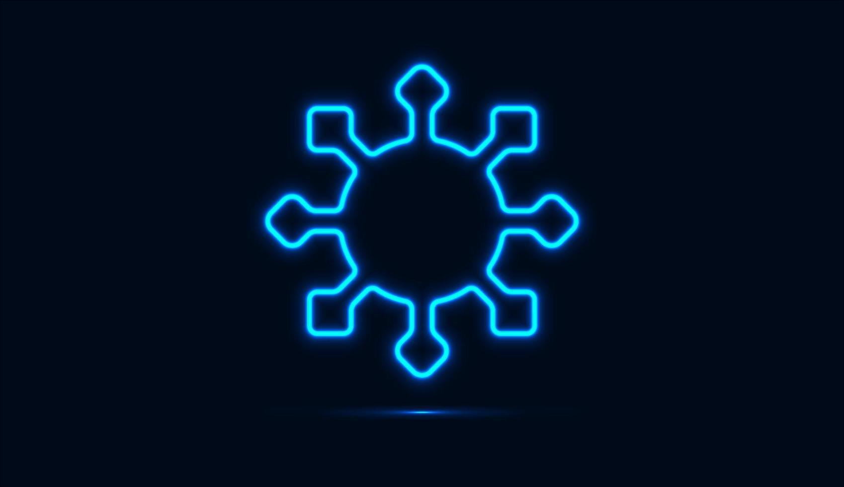 blaues Neon des Virus isoliert auf dunklem Hintergrund. Vektor-Illustration vektor