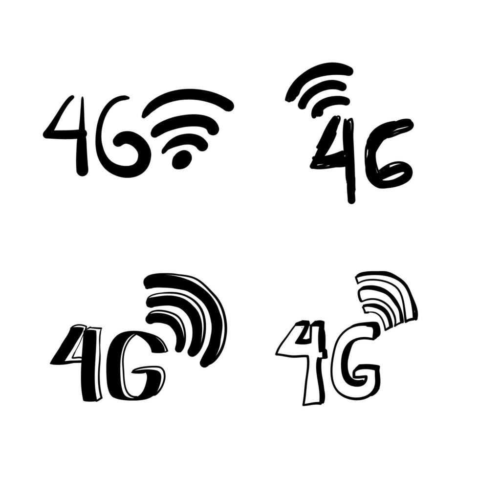 Gekritzel 4g Symbol handgezeichnete Stilikone vektor