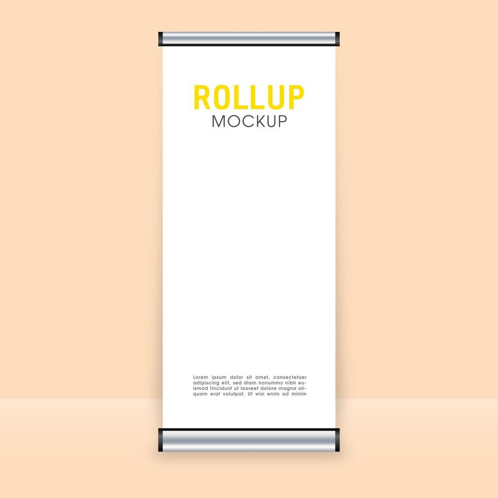 realistisches vertikales 3d-rollup-bannerständer-vorlagendesign. realistische werbebanner. vektor