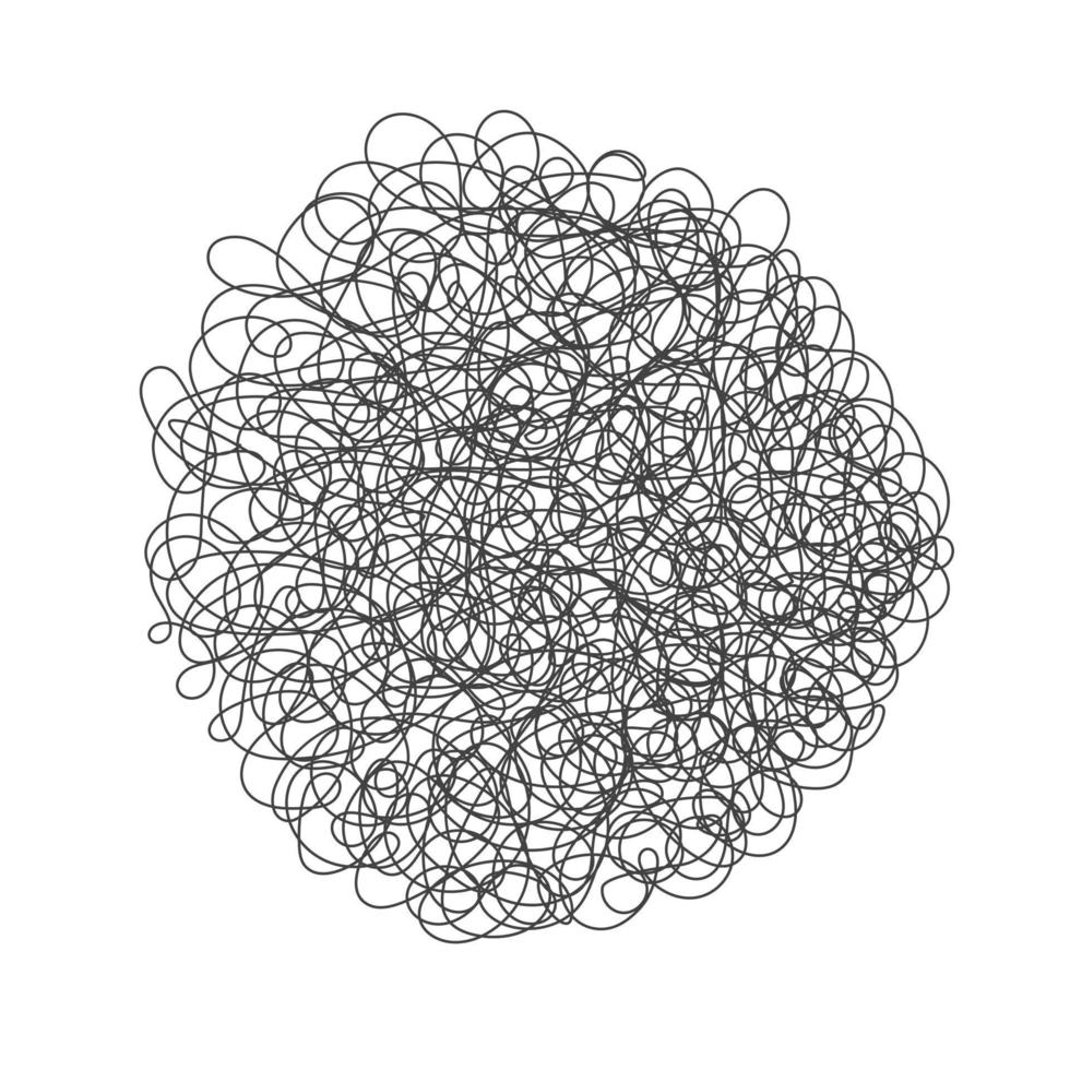 Tangle Chaos abstrakte handgezeichnete unordentliche Scribble-Ball-Vektorillustration. vektor