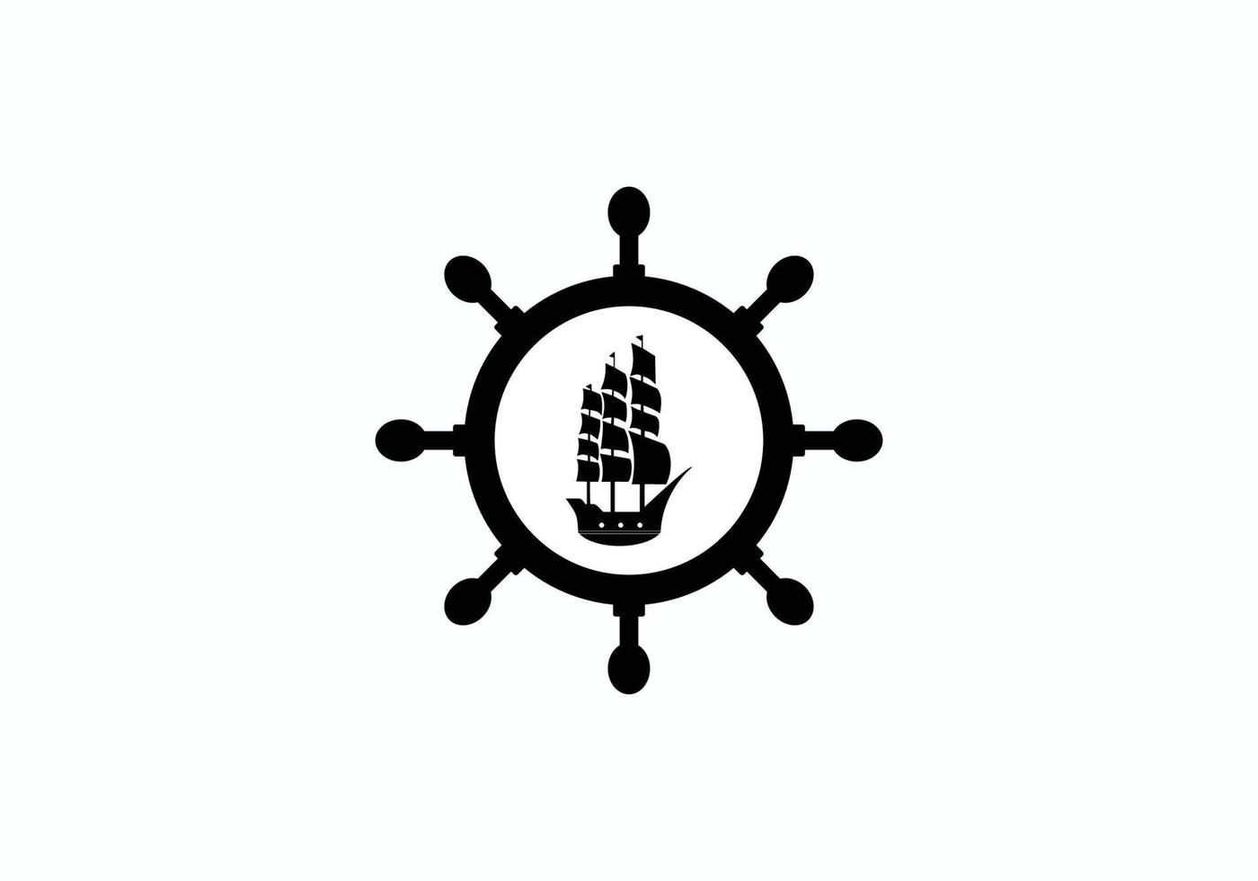 symbol våg och ship ratt logo design inspiration. vektor