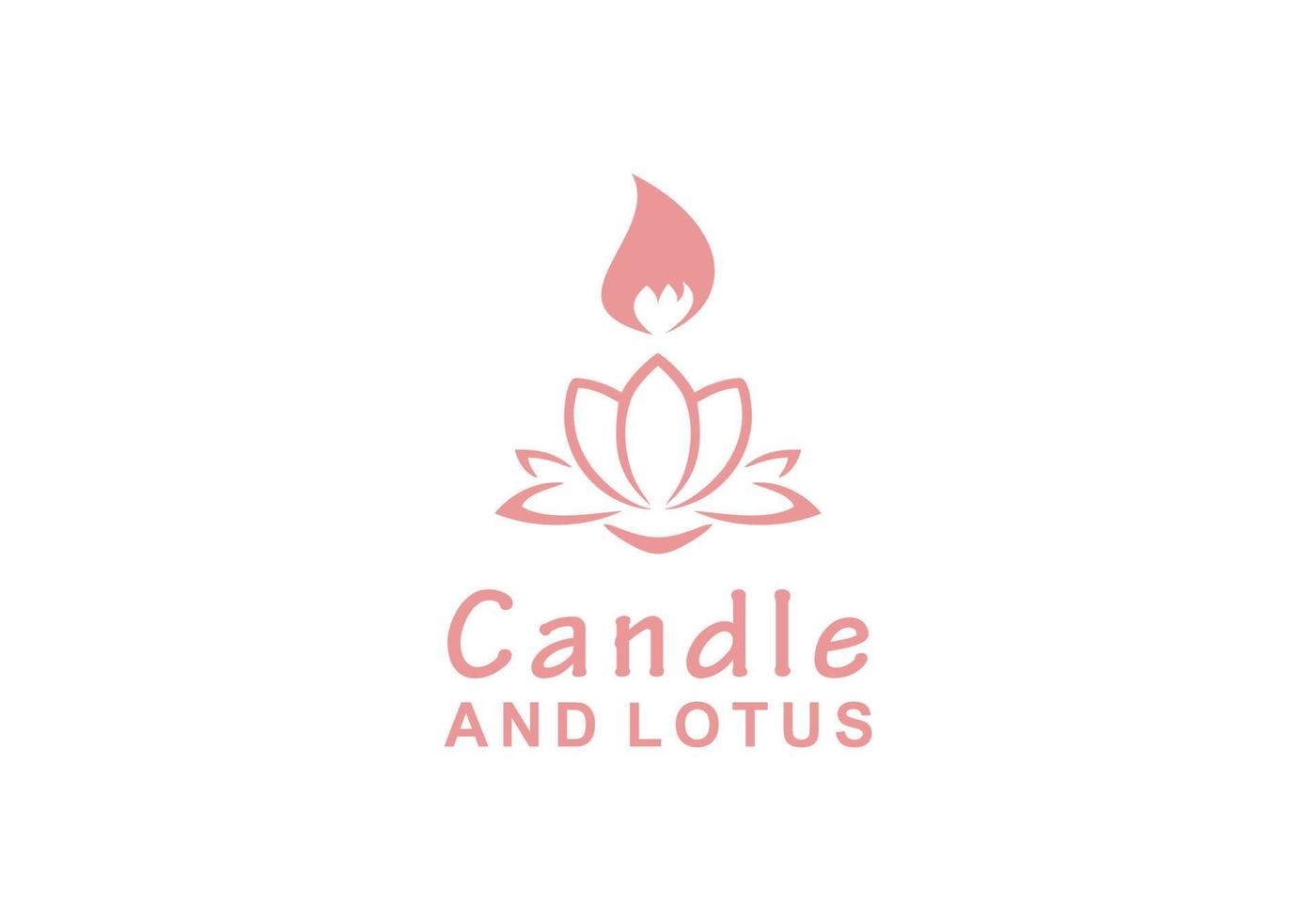 Kerze und Lotus-Symbol-Symbol-Logo-Design-Vorlage vektor