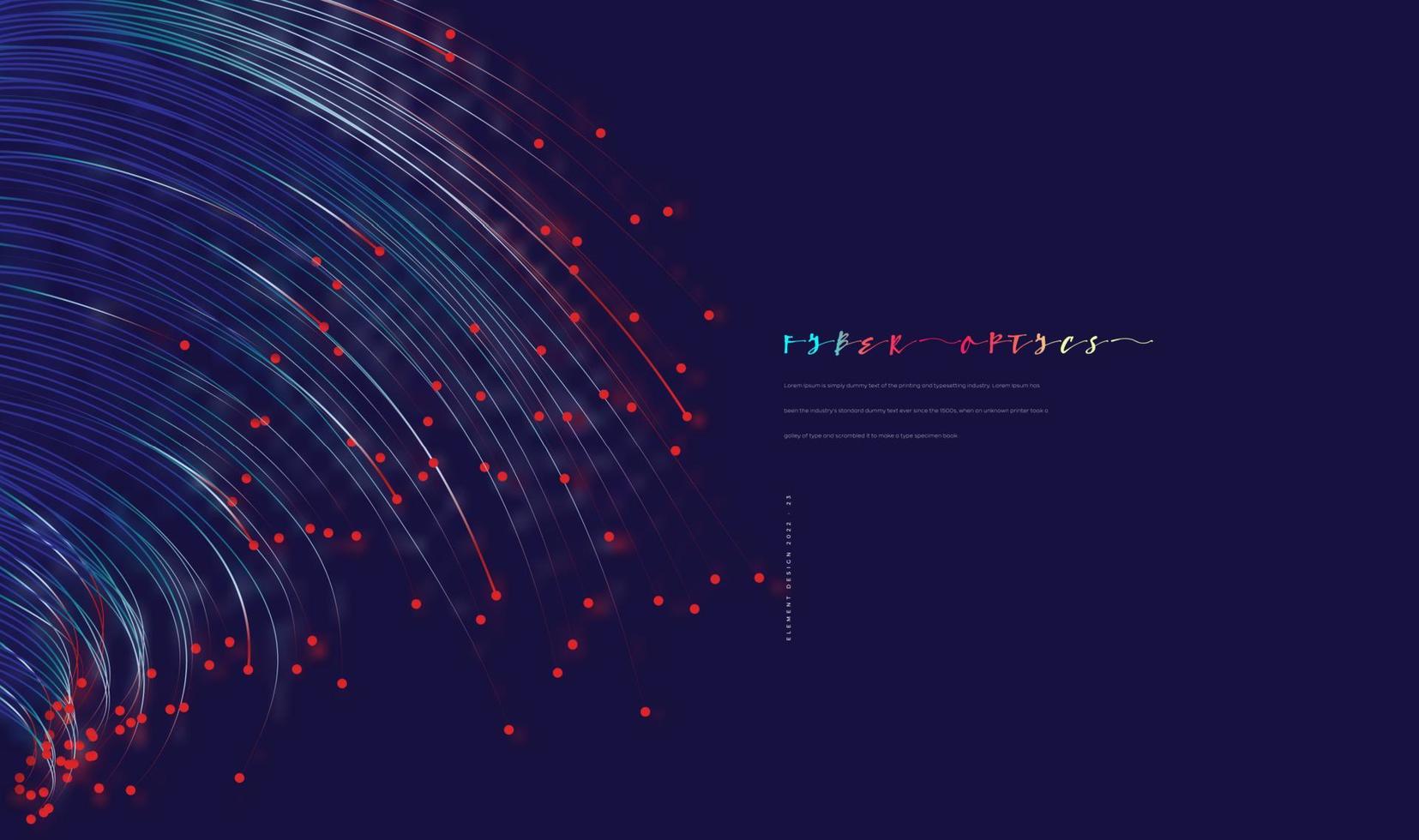 abstrakt glödande fiberoptik bakgrundselement. små partiklar strävar ur centrum. vektor illustration användning för kvantteknik, digital, vetenskap, musik, kommunikation.