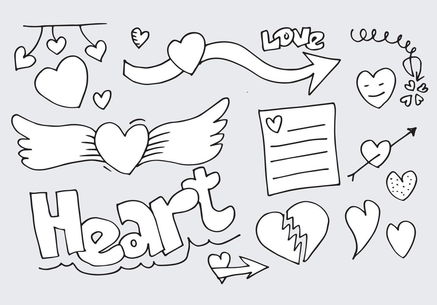 Satz von Liebe. Handzeichnung. Doodle-Stil. für Ihre Gestaltung. vektor