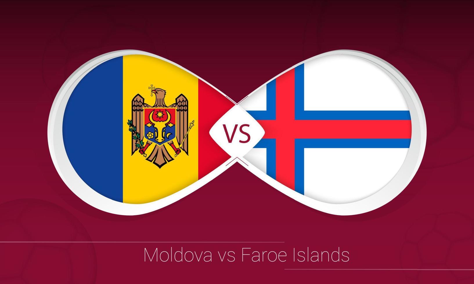 Moldavien vs Färöarna i fotbollstävling, grupp f. kontra ikonen på fotboll bakgrund. vektor