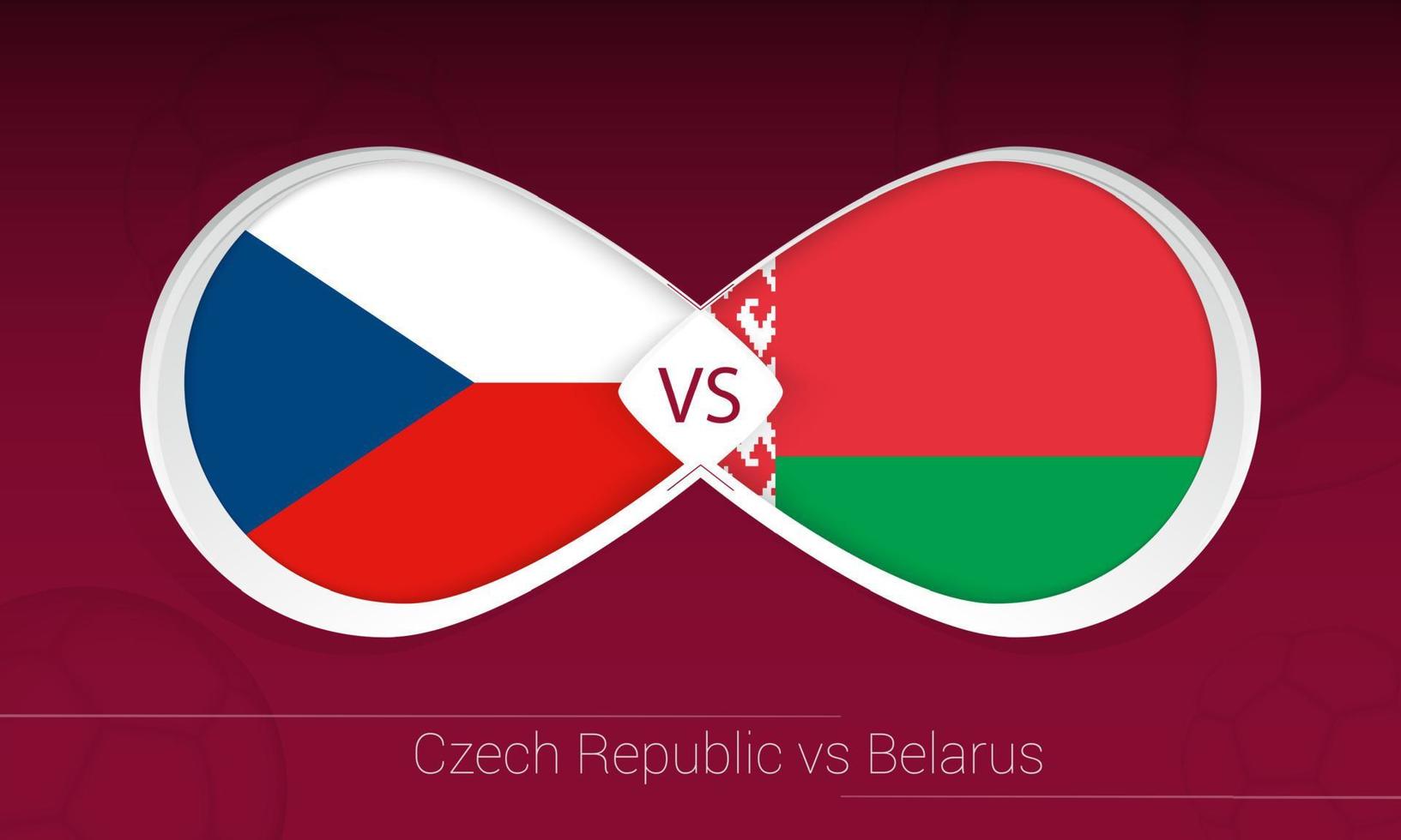 tschechien gegen weißrussland im fußballwettbewerb, gruppe e. gegen Symbol auf Fußballhintergrund. vektor
