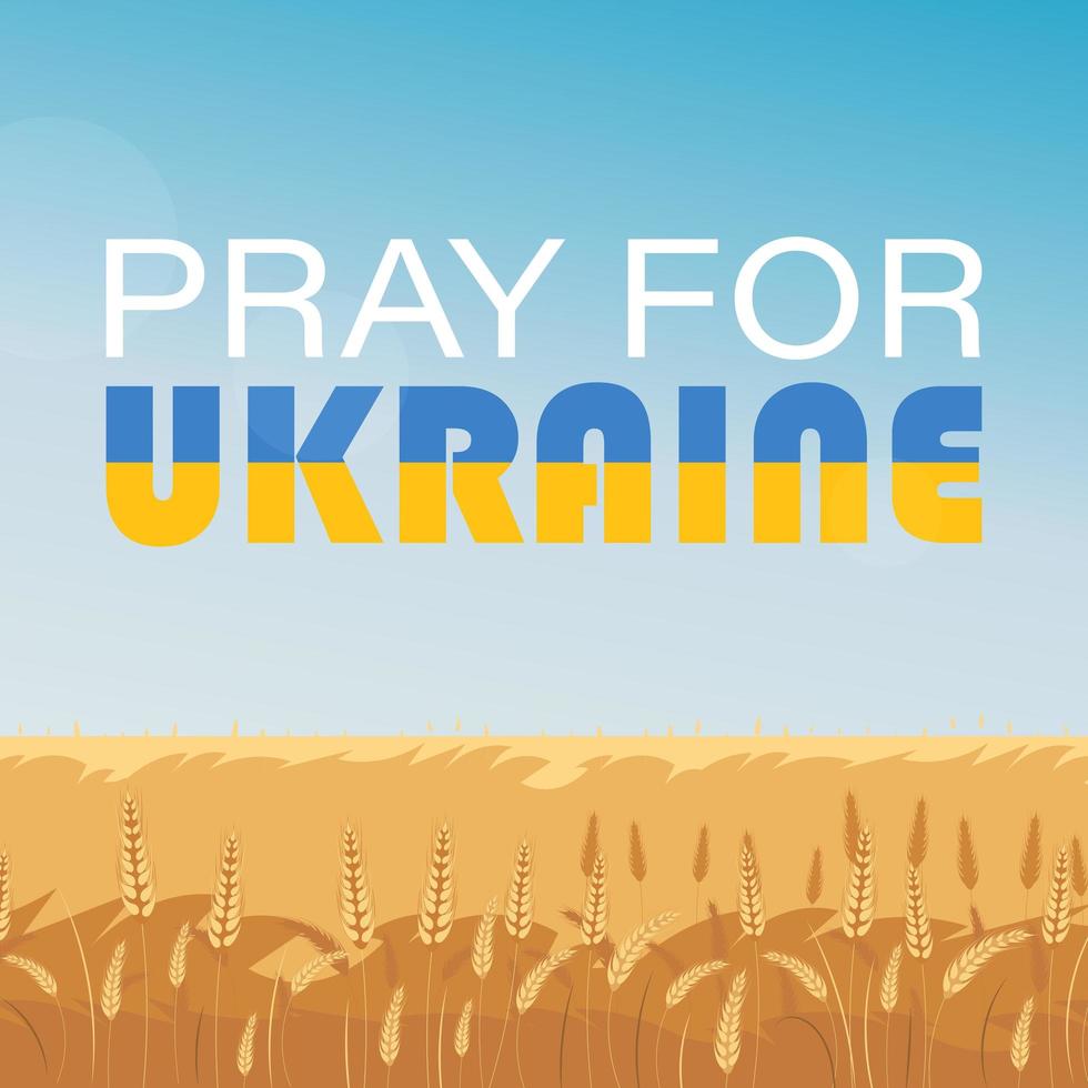 be för Ukraina. lantligt landskap med vetefält och blå himmel i bakgrunden. vektor illustration.
