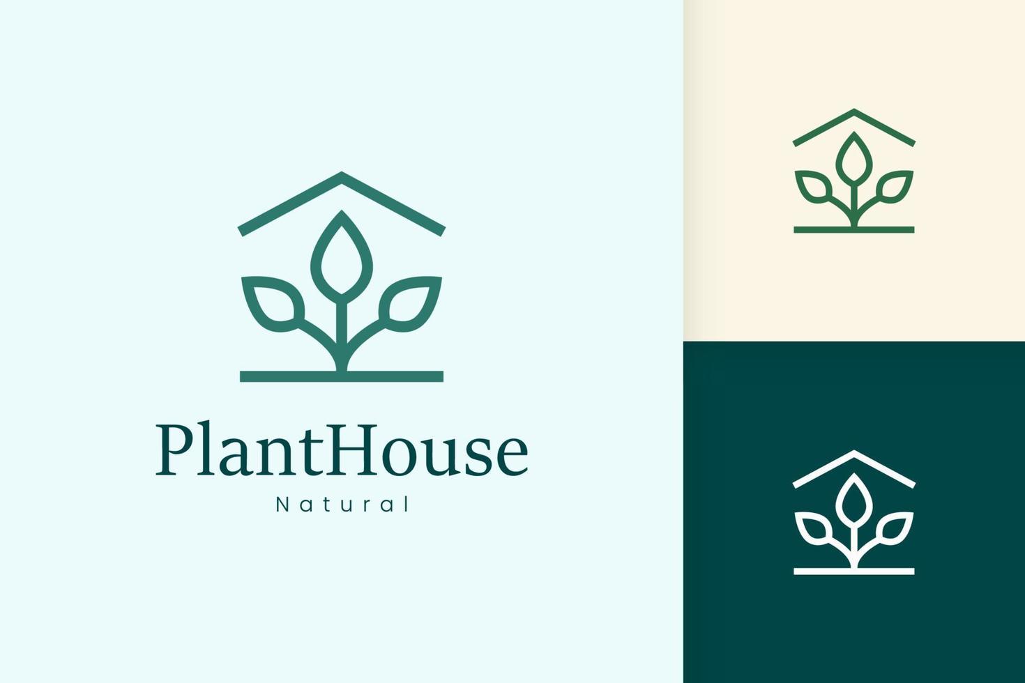 Logo des grünen Hauses der Natur mit Baum- und Blattform vektor