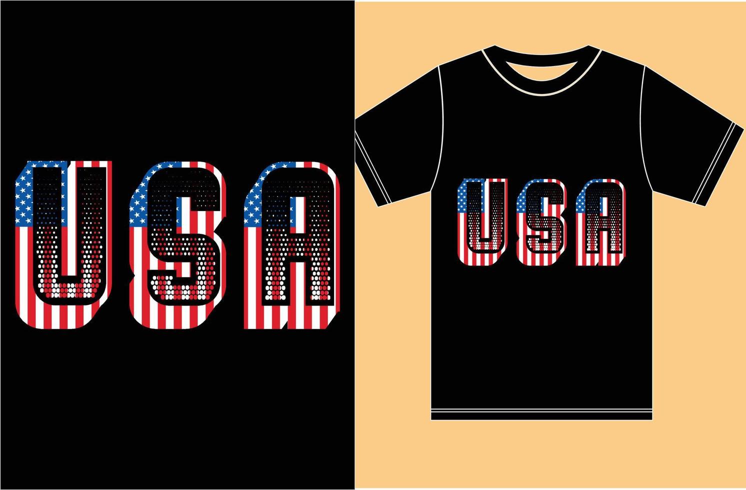 amerikanische flagge mit t-shirt-design. vektor