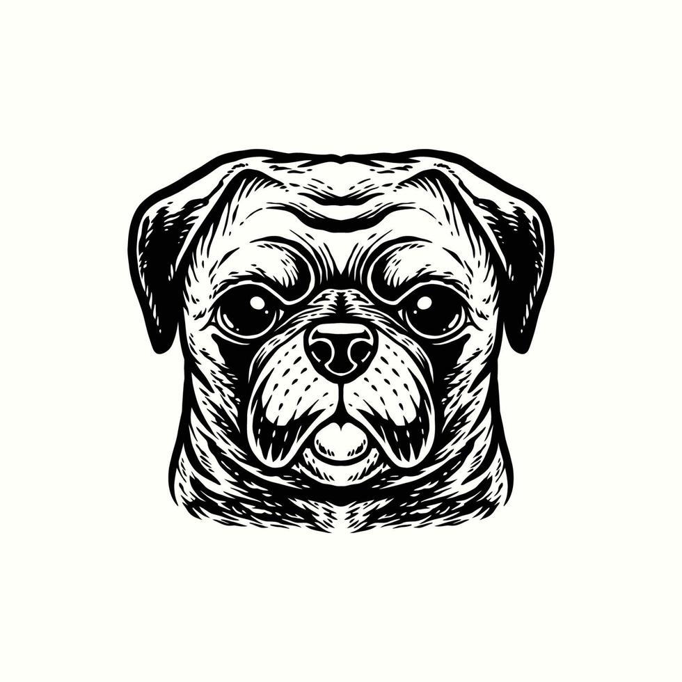 Illustration Handzeichnung Mops Hund Jahrgang vektor