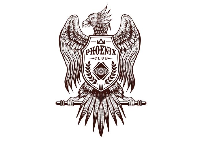 Phoenix hand draw club vector illustration