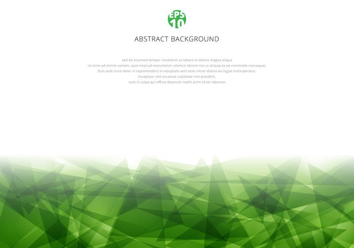 Abstrakt grön polygonal överlappning på vit bakgrund med kopieringsutrymme. Geometriska trianglar modern stil vektor