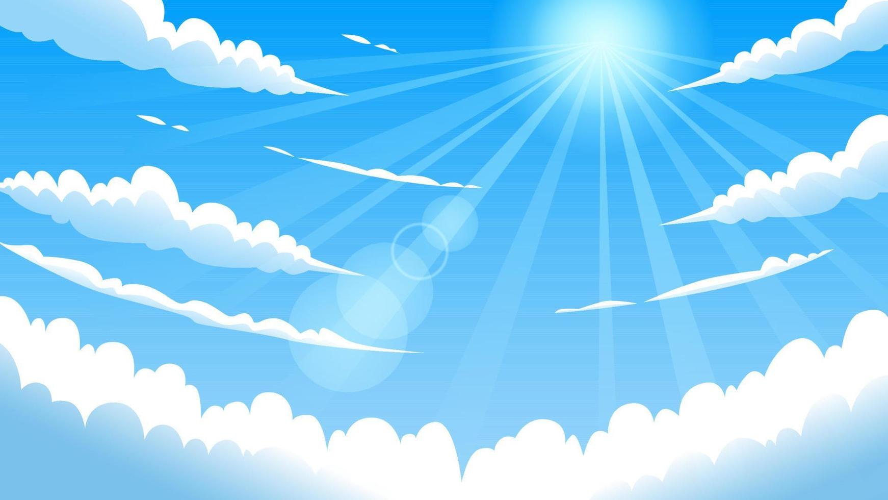 Hintergrund des blauen Himmels mit Wolken und Sonnenlicht vektor