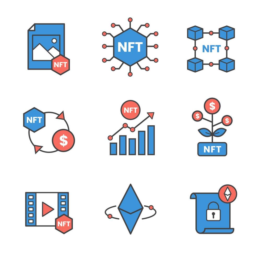 nicht fungibles Token-Icon-Set vektor