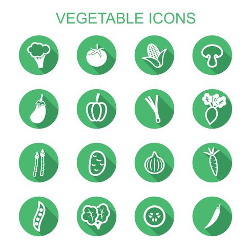 vegetabiliska långa skugga ikoner vektor